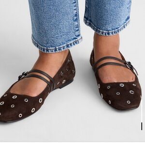 NWT Madewell Dark Brown Eyelet Ballet Flats 100% leather